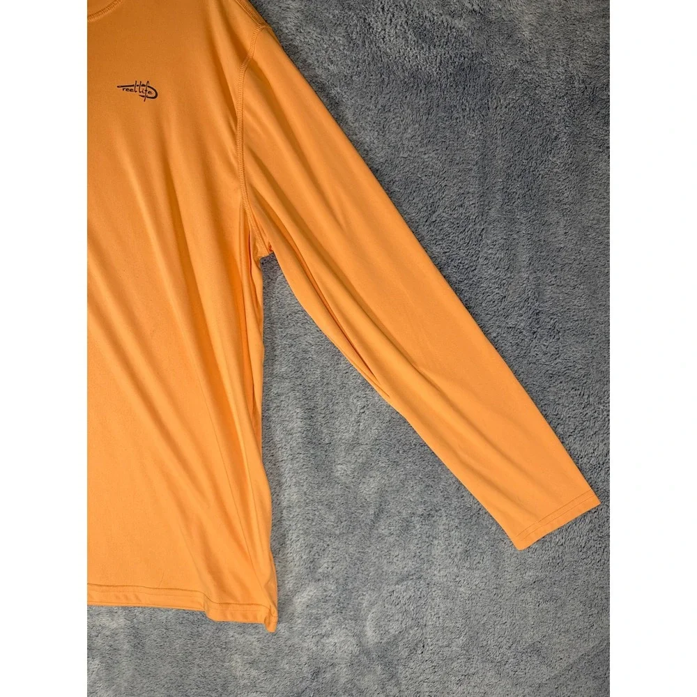 Reel‎ Life Mens XXL Long Sleeve Performance Fishing Shirt Orange Polyester Tee